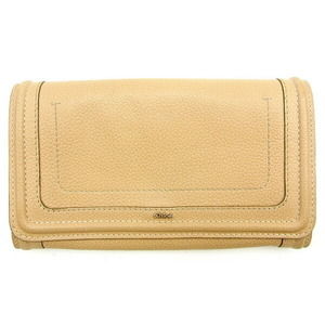Chloe zipper Paraty Wallet beige leather long